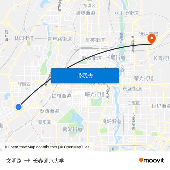 文明路 to 长春师范大学 map
