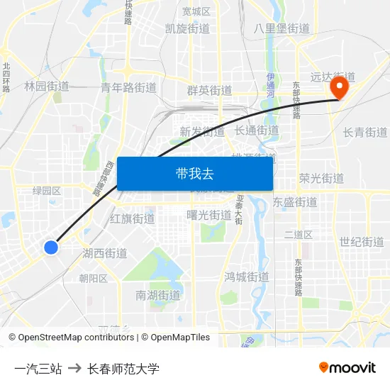 一汽三站 to 长春师范大学 map