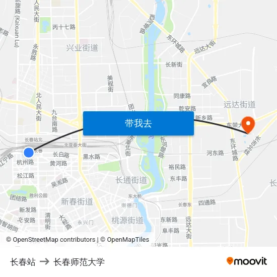 长春站 to 长春师范大学 map