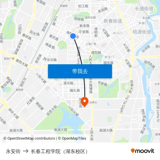 永安街 to 长春工程学院（湖东校区） map