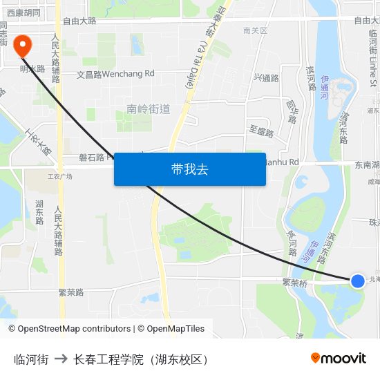 临河街 to 长春工程学院（湖东校区） map