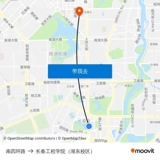 南四环路 to 长春工程学院（湖东校区） map
