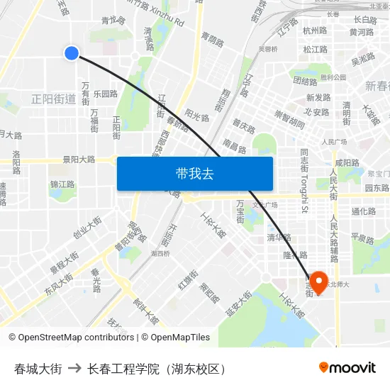 春城大街 to 长春工程学院（湖东校区） map