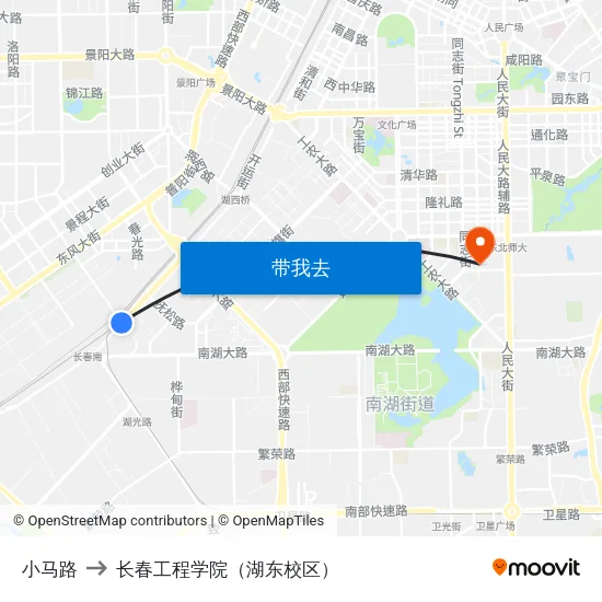 小马路 to 长春工程学院（湖东校区） map