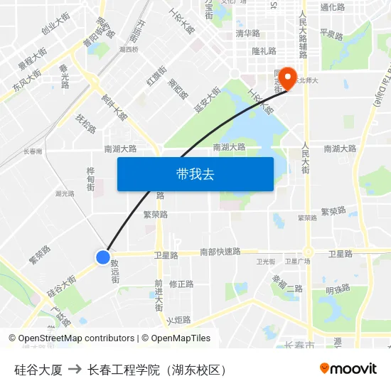 硅谷大厦 to 长春工程学院（湖东校区） map