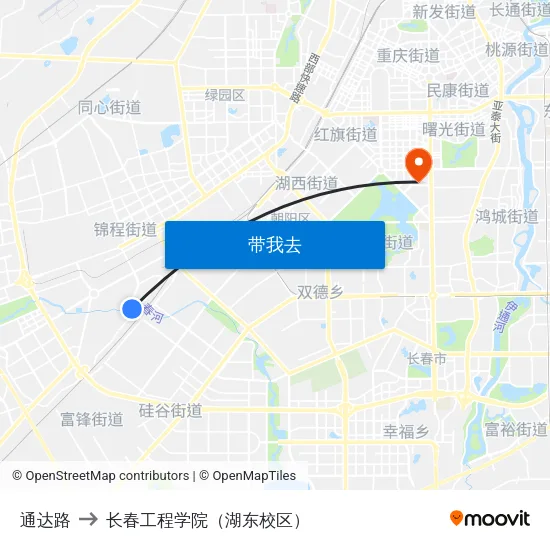 通达路 to 长春工程学院（湖东校区） map
