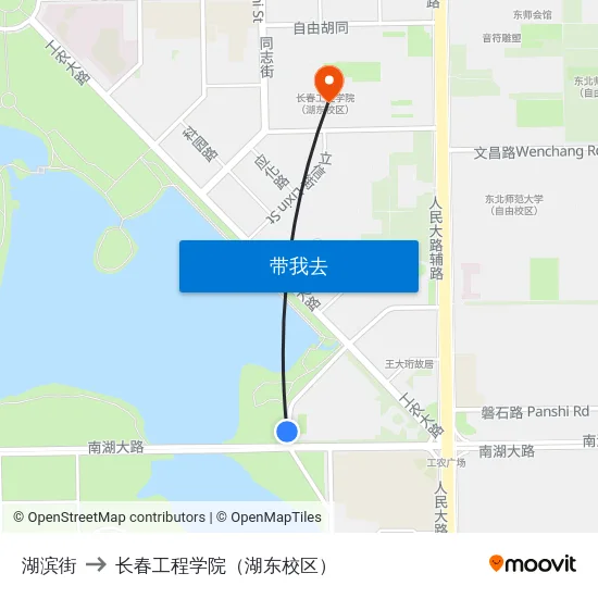 湖滨街 to 长春工程学院（湖东校区） map