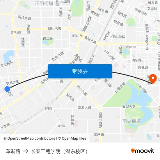 革新路 to 长春工程学院（湖东校区） map