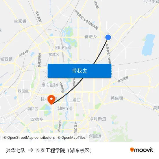 兴华七队 to 长春工程学院（湖东校区） map