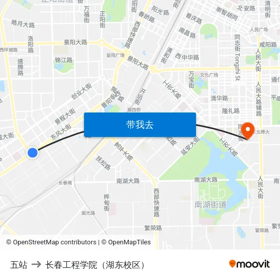 五站 to 长春工程学院（湖东校区） map