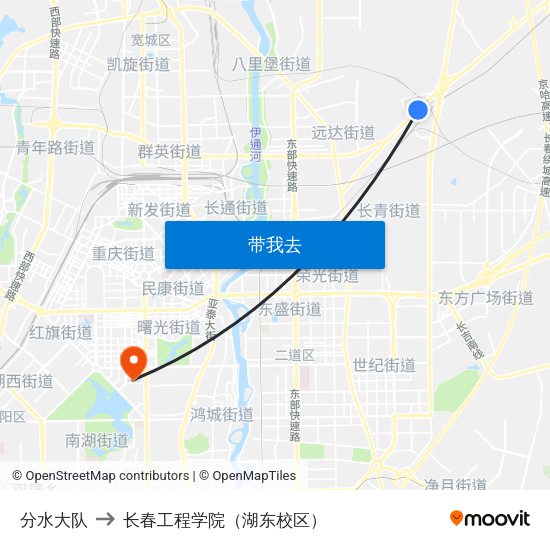 分水大队 to 长春工程学院（湖东校区） map