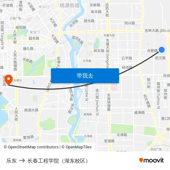 乐东 to 长春工程学院（湖东校区） map