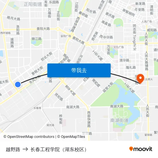 越野路 to 长春工程学院（湖东校区） map