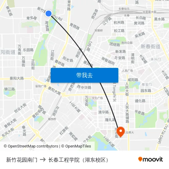 新竹花园南门 to 长春工程学院（湖东校区） map