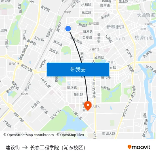 建设街 to 长春工程学院（湖东校区） map