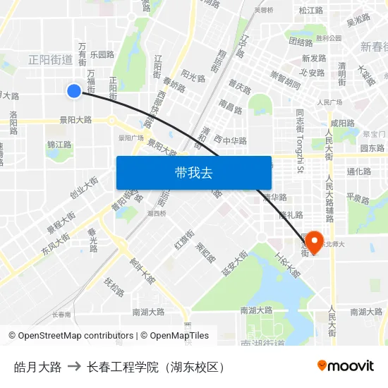 皓月大路 to 长春工程学院（湖东校区） map