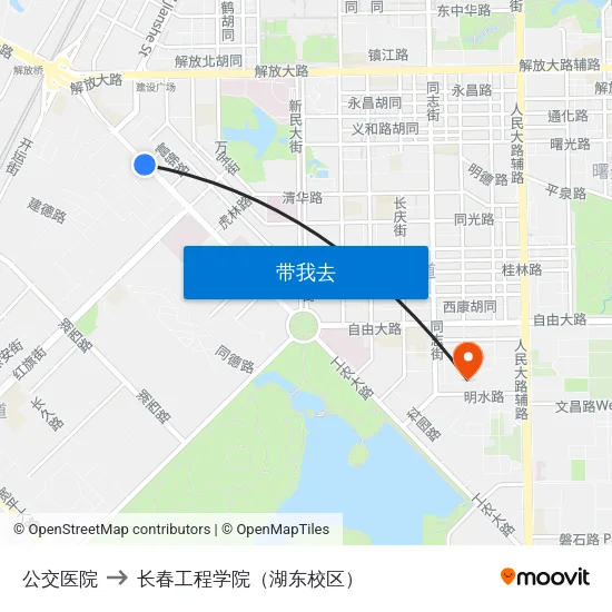 公交医院 to 长春工程学院（湖东校区） map