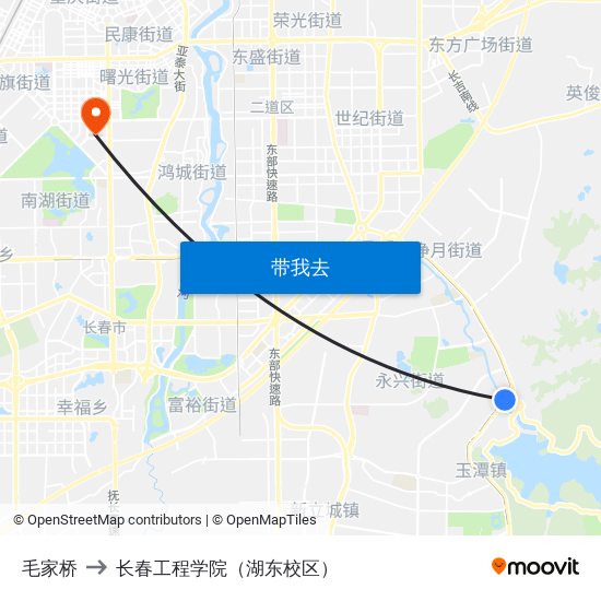 毛家桥 to 长春工程学院（湖东校区） map