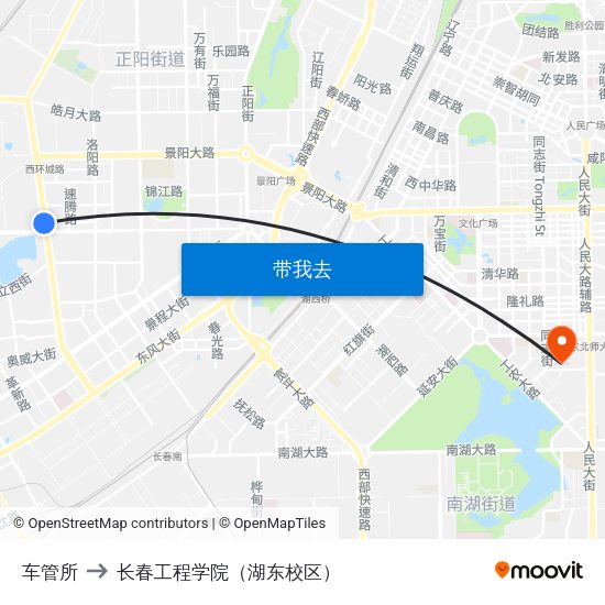 车管所 to 长春工程学院（湖东校区） map