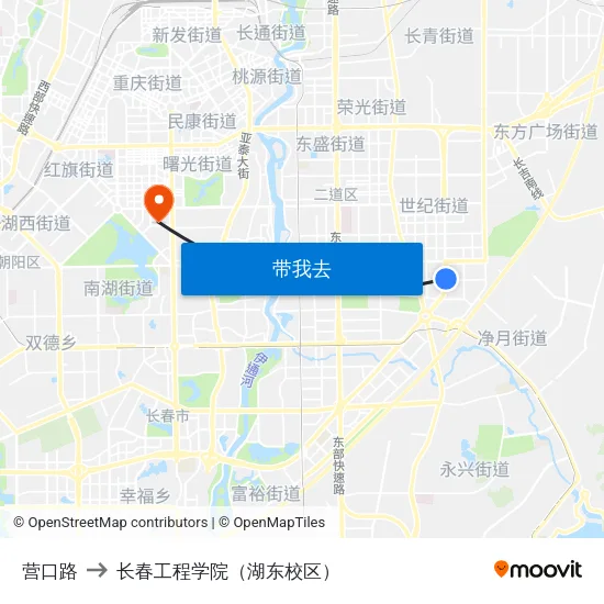 营口路 to 长春工程学院（湖东校区） map