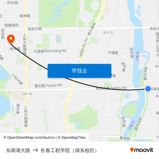 东南湖大路 to 长春工程学院（湖东校区） map