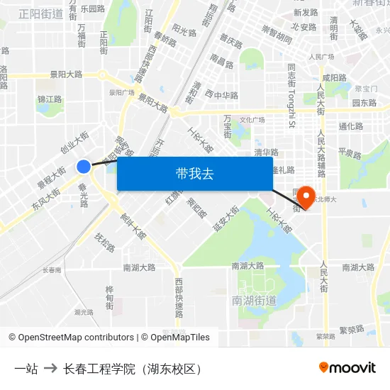 一站 to 长春工程学院（湖东校区） map