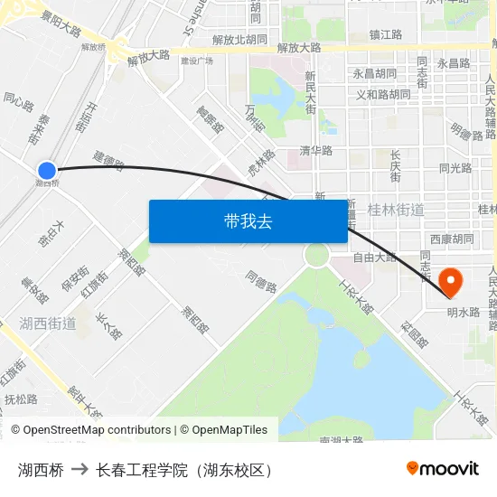 湖西桥 to 长春工程学院（湖东校区） map