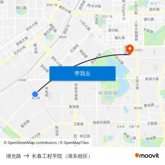 湖光路 to 长春工程学院（湖东校区） map