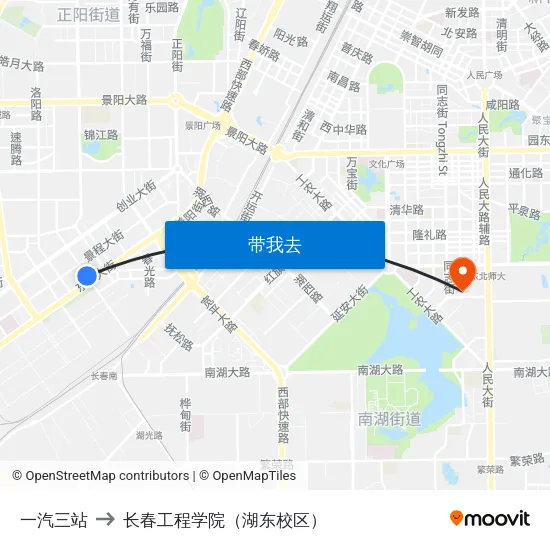 一汽三站 to 长春工程学院（湖东校区） map