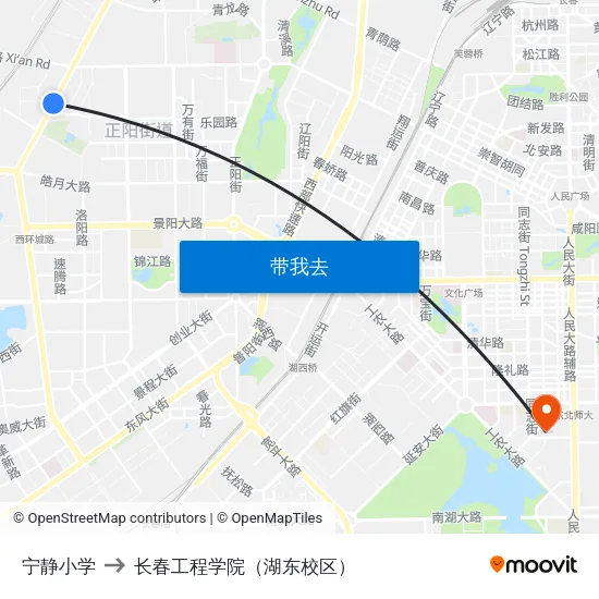 宁静小学 to 长春工程学院（湖东校区） map