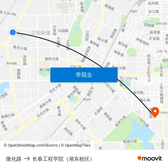 隆化路 to 长春工程学院（湖东校区） map