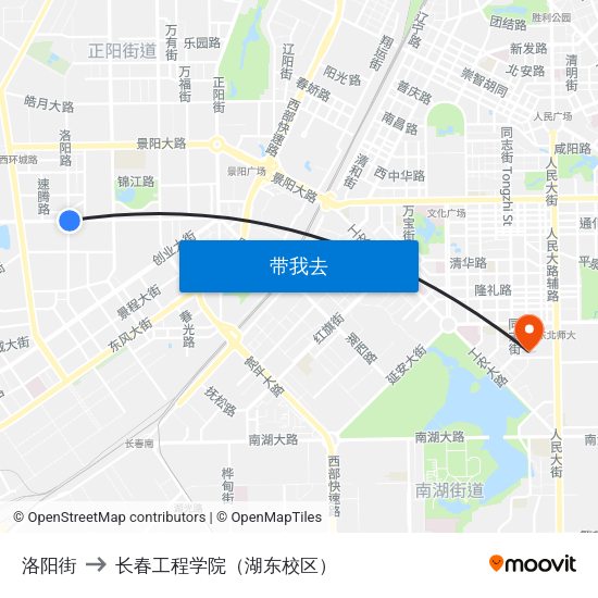 洛阳街 to 长春工程学院（湖东校区） map