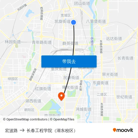 宏波路 to 长春工程学院（湖东校区） map