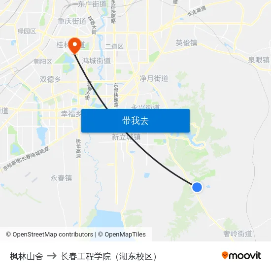 枫林山舍 to 长春工程学院（湖东校区） map