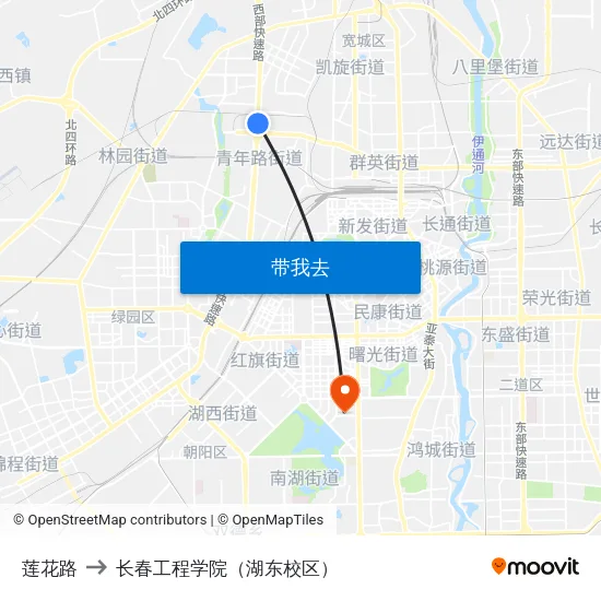 莲花路 to 长春工程学院（湖东校区） map