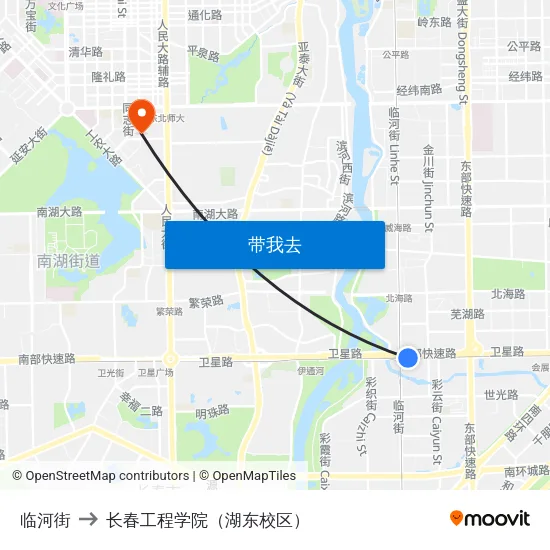 临河街 to 长春工程学院（湖东校区） map