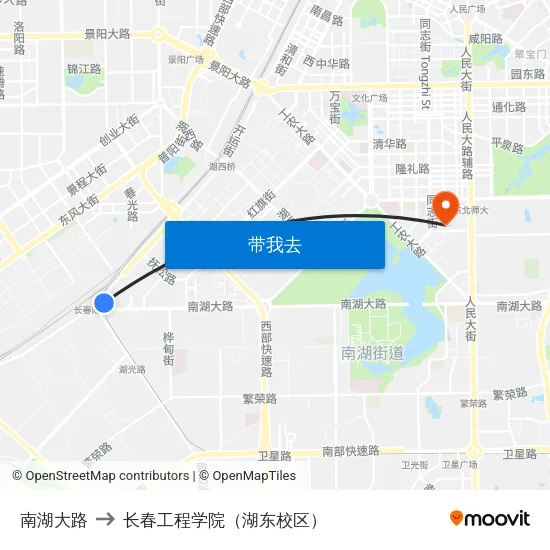 南湖大路 to 长春工程学院（湖东校区） map