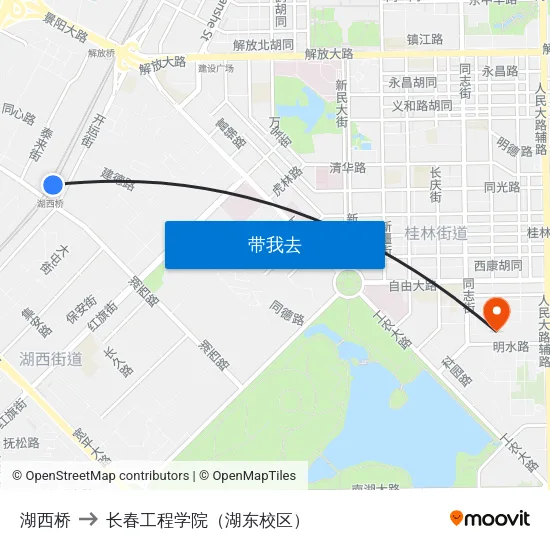 湖西桥 to 长春工程学院（湖东校区） map