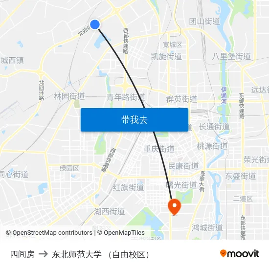 四间房 to 东北师范大学 （自由校区） map