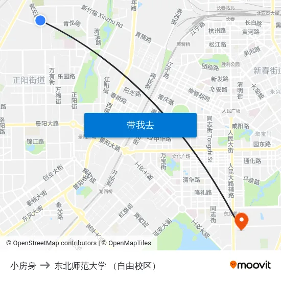 小房身 to 东北师范大学 （自由校区） map