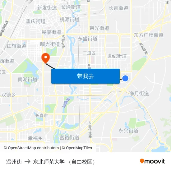 温州街 to 东北师范大学 （自由校区） map
