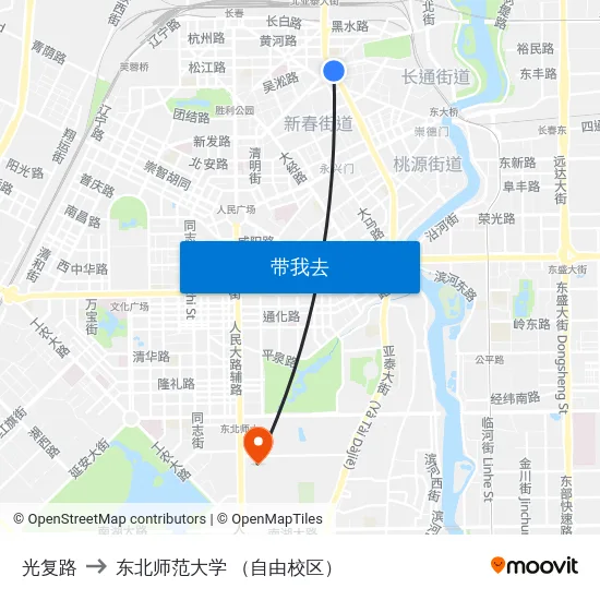 光复路 to 东北师范大学 （自由校区） map