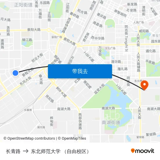 长青路 to 东北师范大学 （自由校区） map