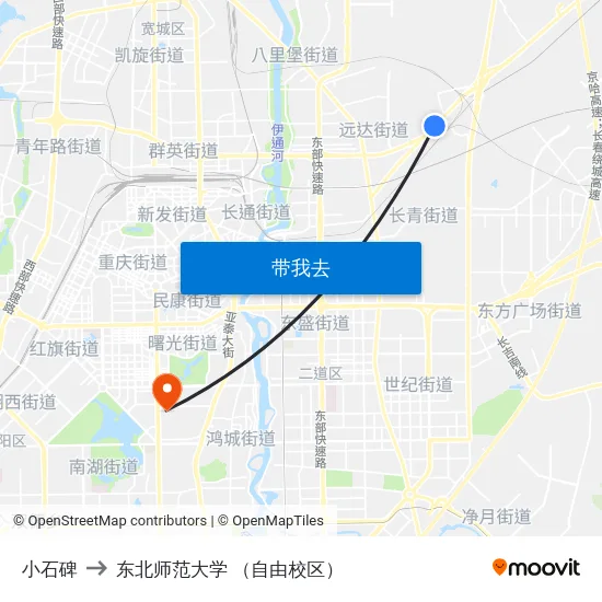 小石碑 to 东北师范大学 （自由校区） map