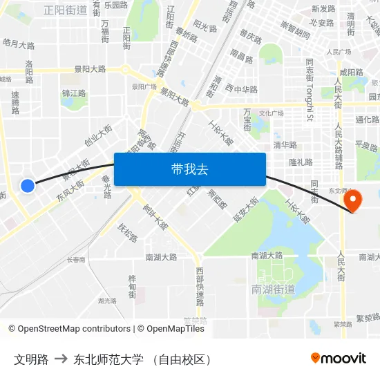 文明路 to 东北师范大学 （自由校区） map