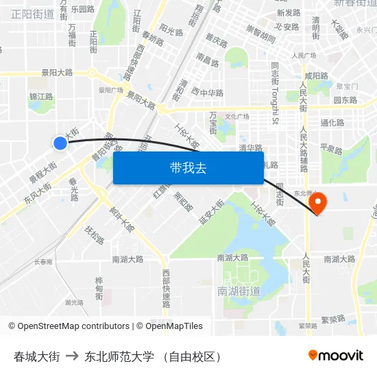 春城大街 to 东北师范大学 （自由校区） map