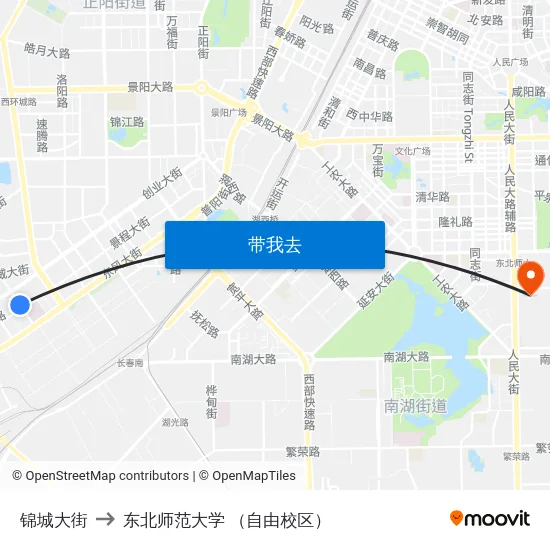 锦城大街 to 东北师范大学 （自由校区） map