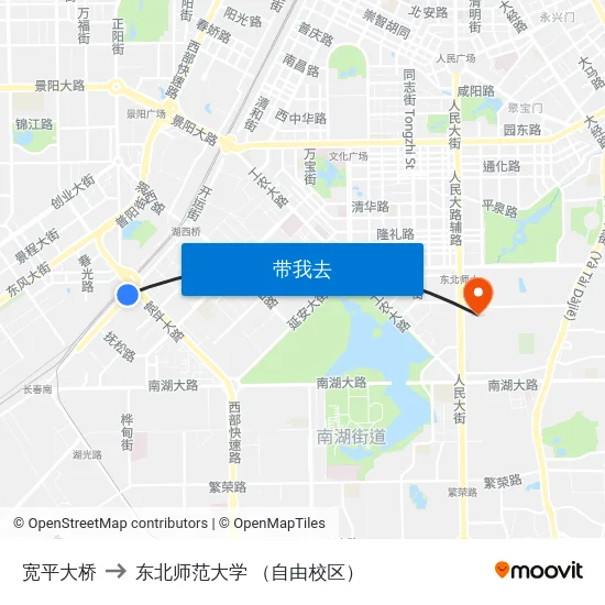 宽平大桥 to 东北师范大学 （自由校区） map