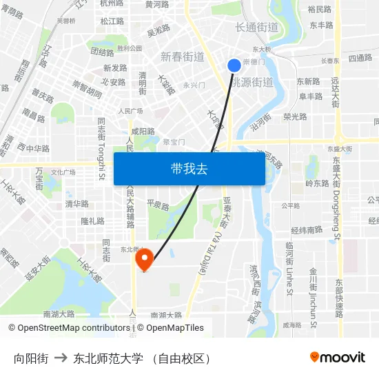 向阳街 to 东北师范大学 （自由校区） map