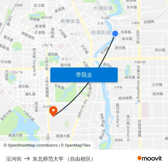 沿河街 to 东北师范大学 （自由校区） map